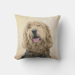 Otterhound Painting - Cute Original Dog Art Cushion
