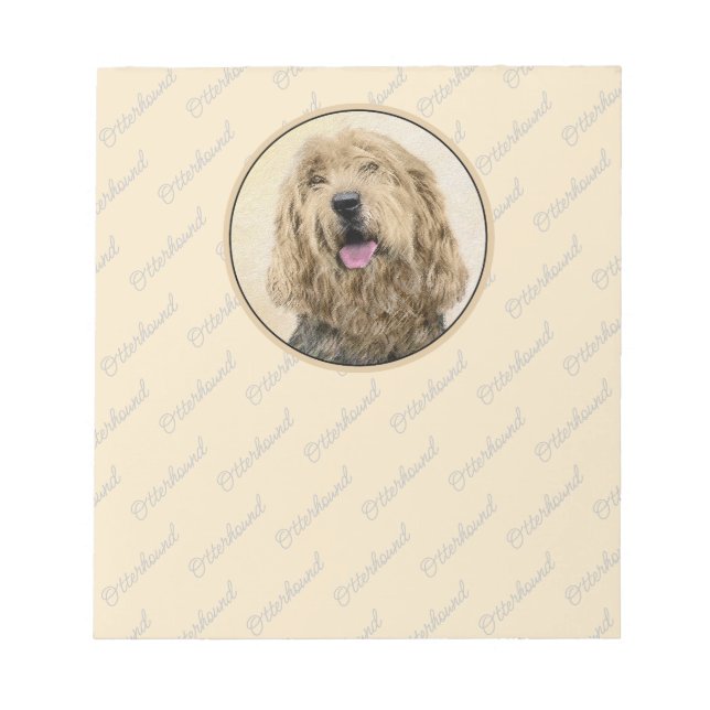 Otterhound Painting - Cute Original Dog Art Notepad (Front)