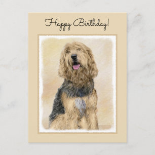 Otterhound Painting - Cute Original Dog Art Postcard