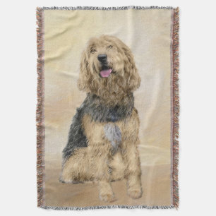 Otterhound Painting - Cute Original Dog Art Throw Blanket
