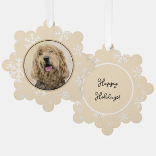 Otterhound Painting - Cute Original Dog Art Tree Decoration Card