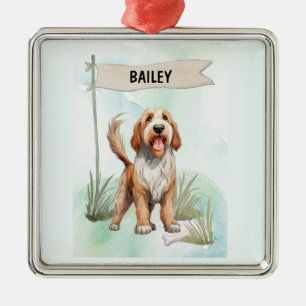 Otterhound Watercolor Personalized Dog Metal Tree Decoration