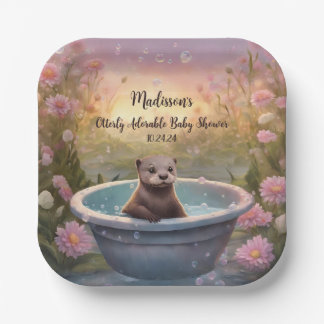 Otterly Adorable Baby Shower Paper Plate