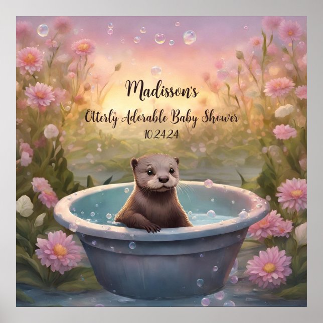 Otterly Adorable Baby Shower Poster (Front)
