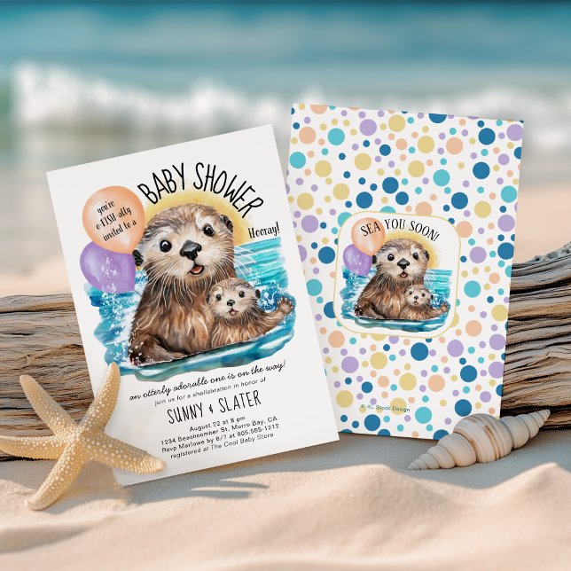 Otterly Adorable Beach Baby Shower Invitation (Creator Uploaded)