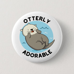 Otterly Adorable Cute Floating Otter Pun 6 Cm Round Badge
