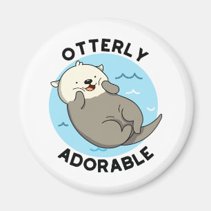 Otterly Adorable Cute Floating Otter Pun Magnet