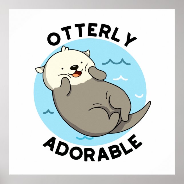 Otterly Adorable Cute Floating Otter Pun Poster (Front)
