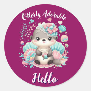 Otterly Adorable Cute Kawaii Otter Classic Round Sticker