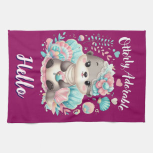 Otterly Adorable Cute Kawaii Otter  Tea Towel