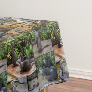 Otterly Adorable Otter Photo Collage, Tablecloth