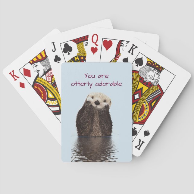 Otterly Adorable Pun with Cute Otter Photo Playing Cards (Back)