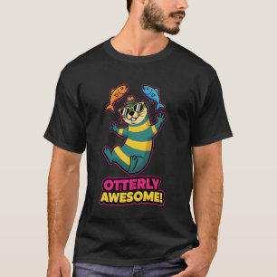 Otterly Awesome Cute Sea Otter and Fish Design for T-Shirt
