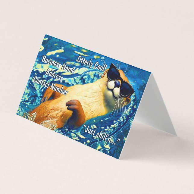 Otterly Cool! - River Otter Funny Design Business Card (Front)