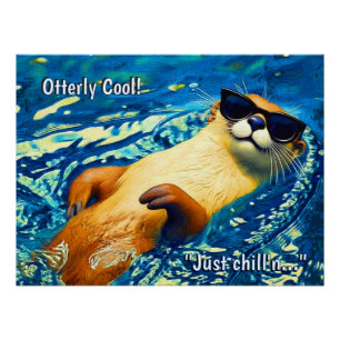 Otterly Cool! - River Otter Funny Design Poster