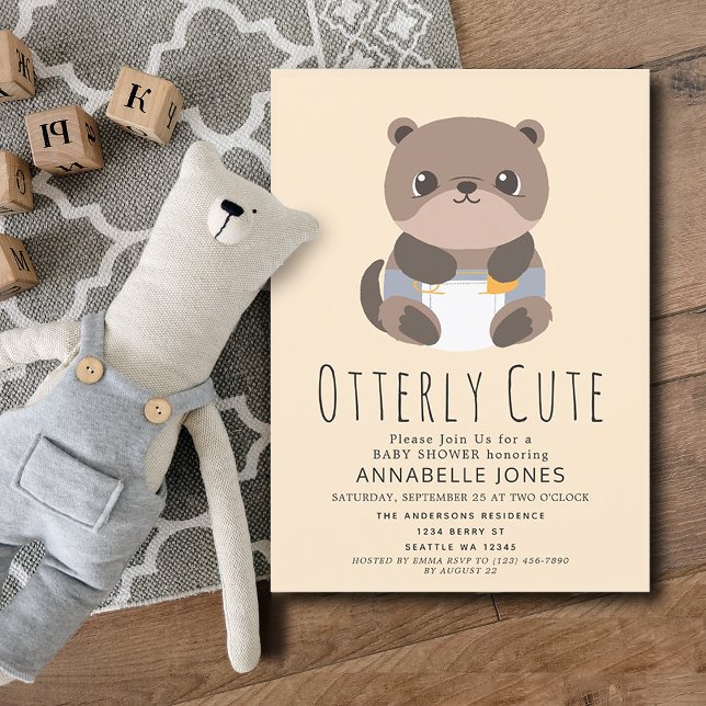 Otterly Cute Otter Animal Baby Shower Invitation (Creator Uploaded)