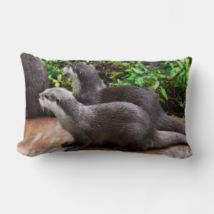 Otterly Cute, Otters, Lumbar Lounge Cushion. Cushion