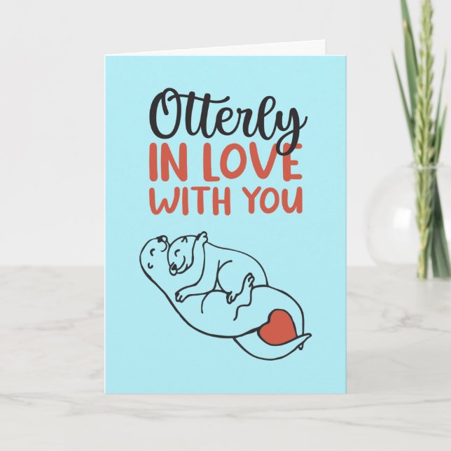 Otterly In Love Otter Pun Funny Valentine's Day Holiday Card (Front)