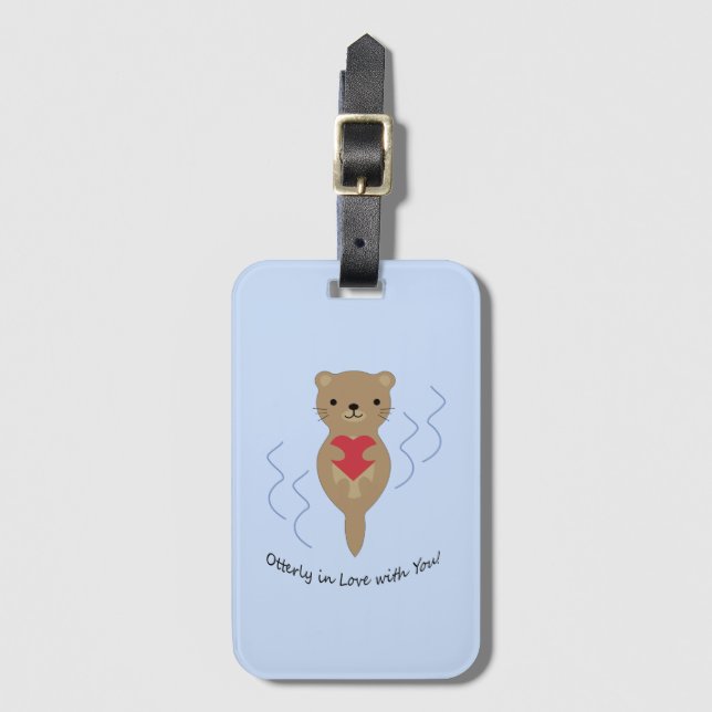 Otterly in Love with You Otter Luggage Tag (Front Vertical)