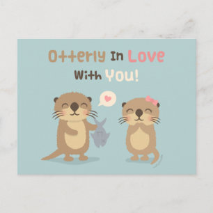 Otterly in Love With You Pun Humour Postcard