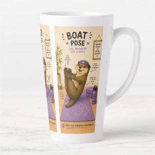 Otterly Relaxing Boat Pose, Dark Lilac Latte Mug