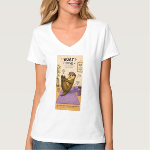 Otterly Relaxing Boat Pose, Dark Lilac T-Shirt