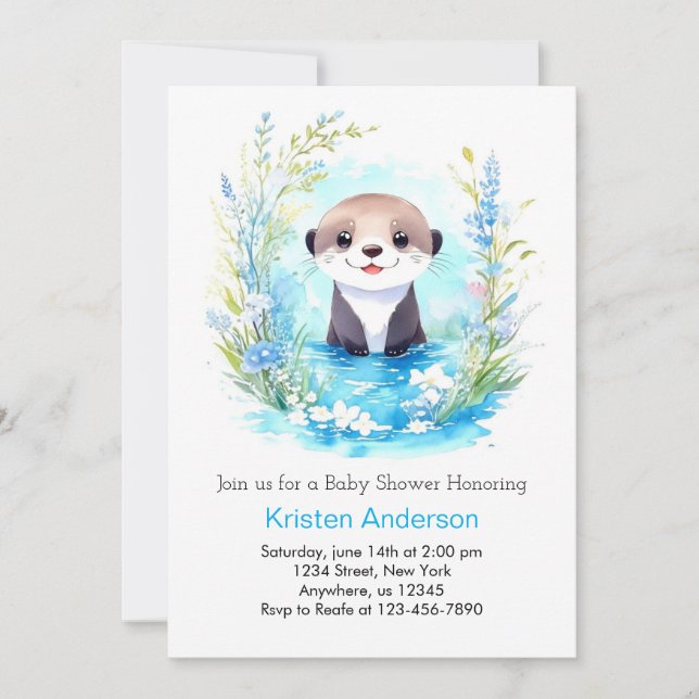 Otterly Whimsical Wildflower Boy Baby Shower Invitation (Front)