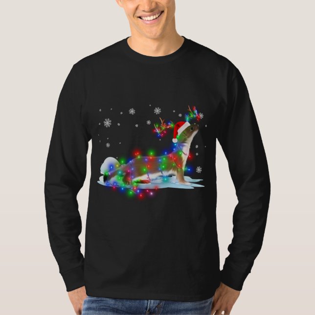 Otters Christmas Tree Light Pajama Animal Xmas T-Shirt (Front)