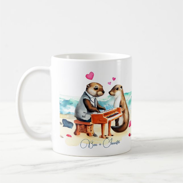 Otters Couple in Love Coffee Mug (Left)