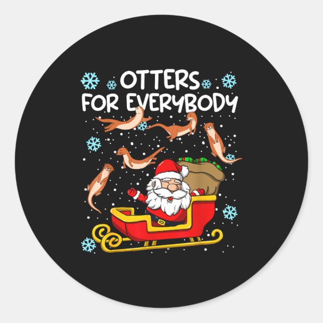 Otters For Everybody Santa Funny Christmas Otter  Classic Round Sticker (Front)