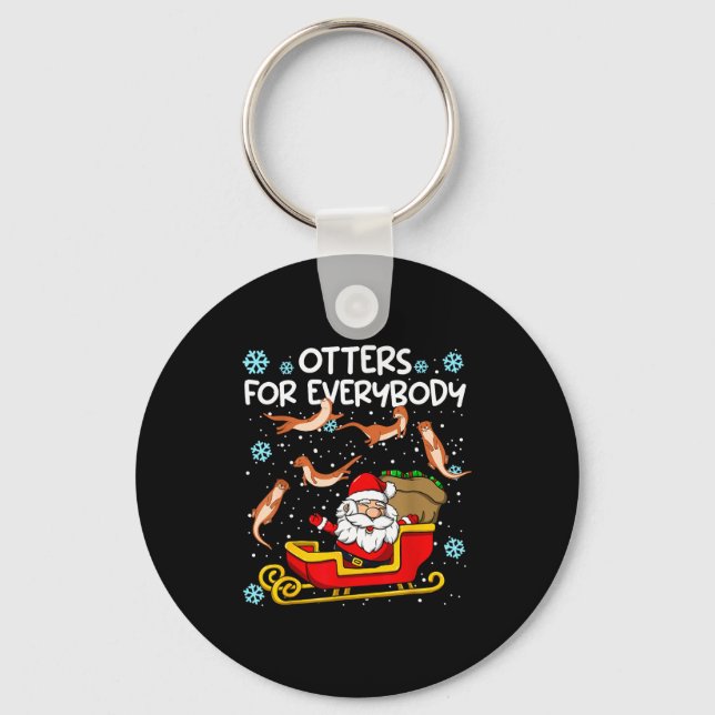 Otters For Everybody Santa Funny Christmas Otter  Key Ring (Front)