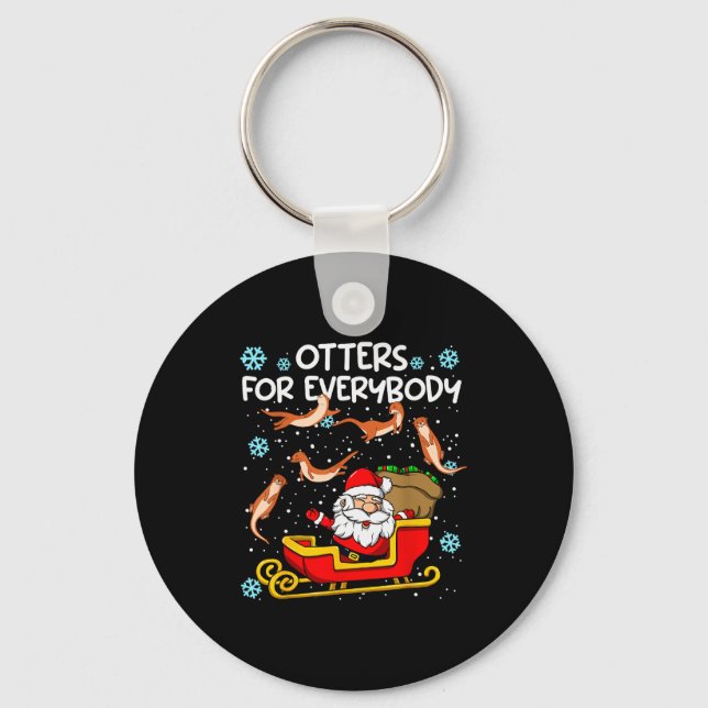 Otters For Everybody Santa Funny Christmas Otter  Key Ring (Front)