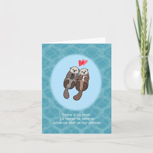 Otters Funny Geeky Love Anniversary/Valentines Day Card (Front)