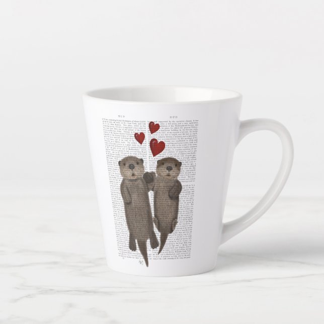 Otters Holding Hands Latte Mug (Right)