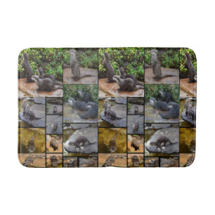 Otters In A Photo Collage, Bath Mat