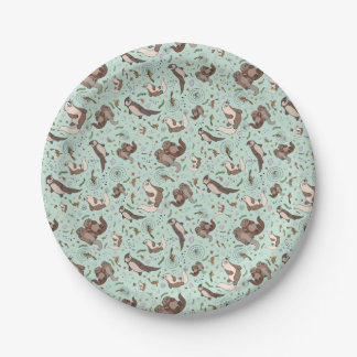 Otters in Blue Paper Plate