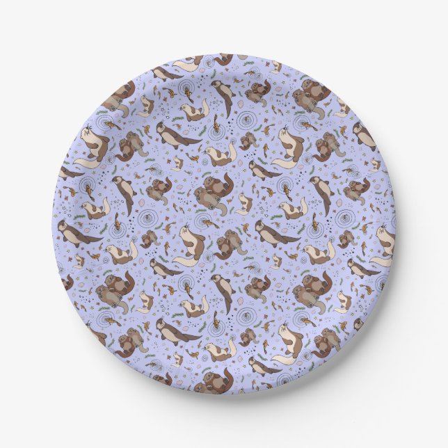Otters in Purple Paper Plate (Front)
