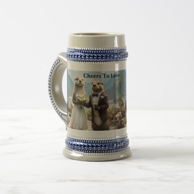 Otters On Their Wedding Day, Cheers To Love Beer Stein (Front Left)