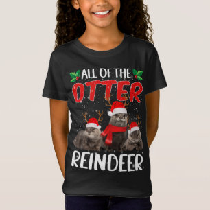 Otters Reindeer Deer Antler Funny Christmas Santa  T-Shirt