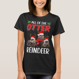 Otters Reindeer Deer Antler Funny Christmas Santa T-Shirt