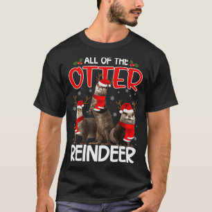 Otters Reindeer Deer Antler Funny Christmas Santa T-Shirt