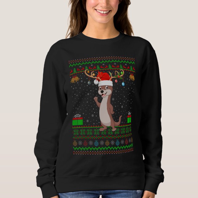 Otters  Santa Matching Ugly Otters Christmas Sweatshirt (Front)