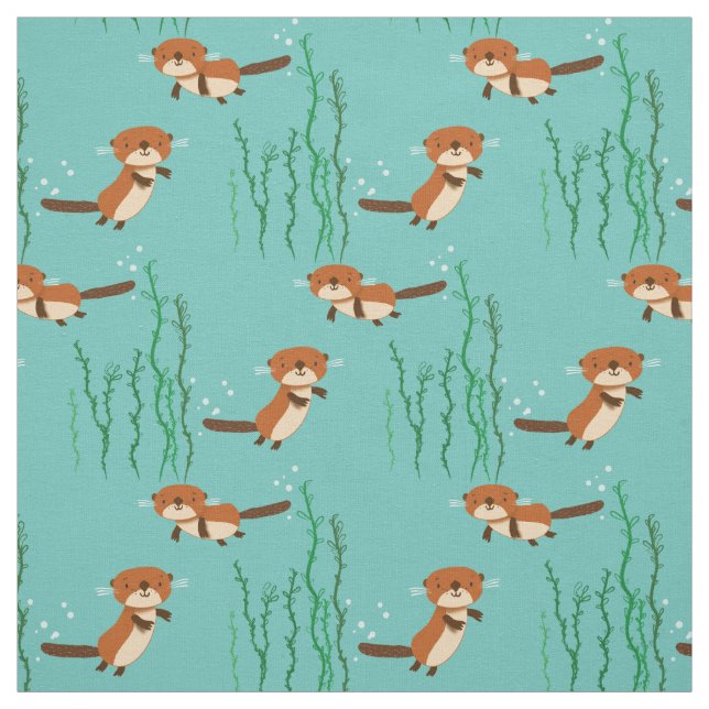 Otters Swimming Fabric (Swatch)