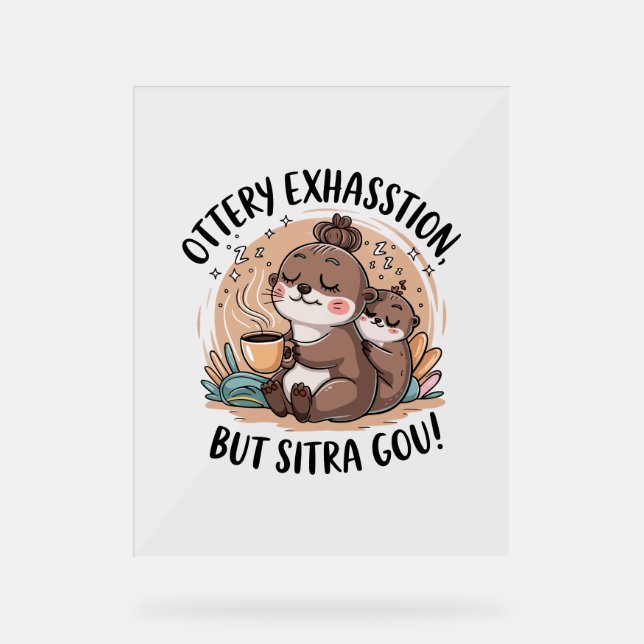 Ottery Expression Cute Sloth and Baby Acrylic Sign (Front)