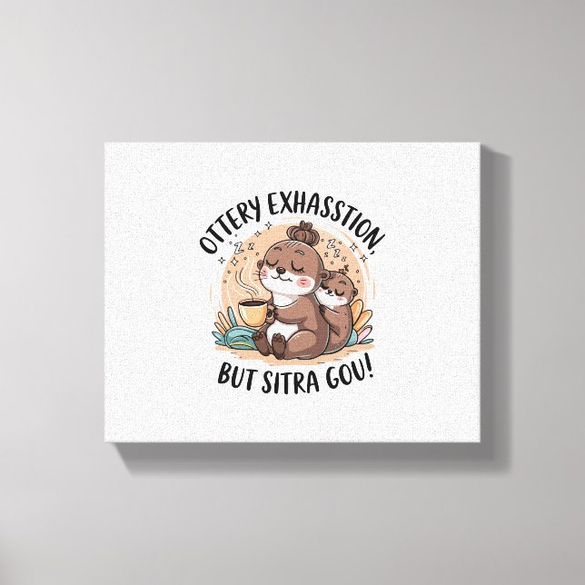 Ottery Expression Cute Sloth and Baby Canvas Print (Front)