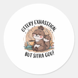 Ottery Expression Cute Sloth and Baby Classic Round Sticker