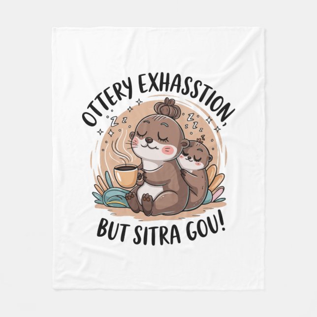 Ottery Expression Cute Sloth and Baby Fleece Blanket (Front)