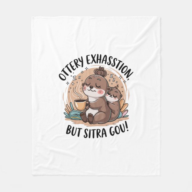 Ottery Expression Cute Sloth and Baby Fleece Blanket (Front)