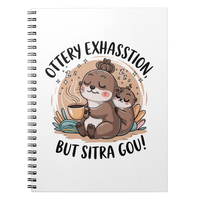 Ottery Expression Cute Sloth and Baby Notebook (Front)