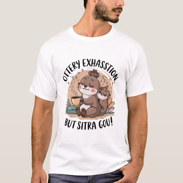 Ottery Expression Cute Sloth and Baby T-Shirt (Front)